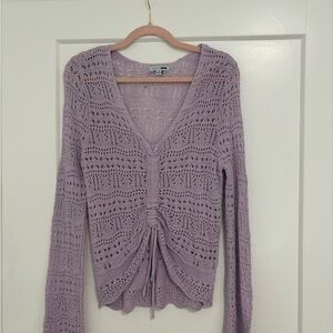 Purple Knit V-Neck Sweater